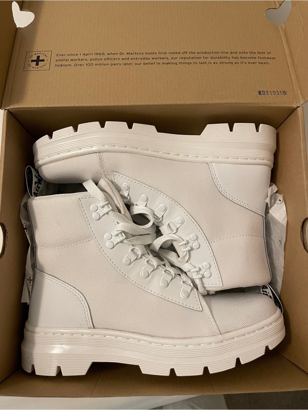 NIB Dr. Martens White Canvas Lace-Up Utility Boots